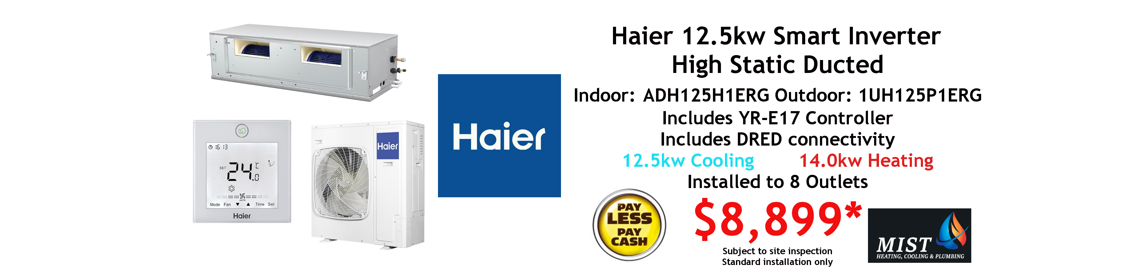 haier ducted 12.5kw
